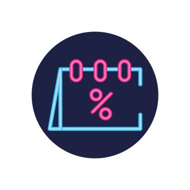 Yüzde işareti vektör tasarımı ile izole edilmiş neon takvimi