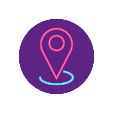 İzole edilmiş neon GPS işareti vektör tasarımı