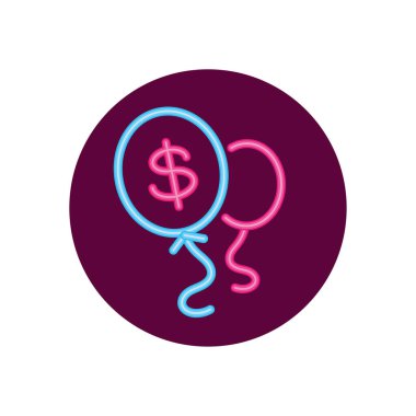 Balon vektör tasarımında izole edilmiş neon dolar