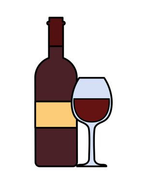 şişe ve kadeh şarap beyaz zemin üzerine