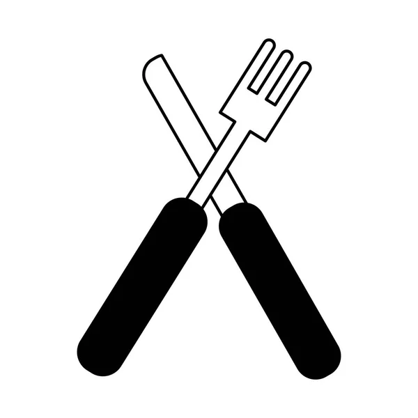 Messer und Gabel Küche auf weißem Hintergrund — Stockvektor