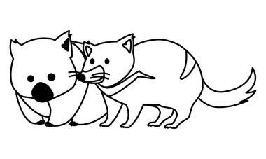 wombat ve Tazmanya canavarı beyaz arkaplanda
