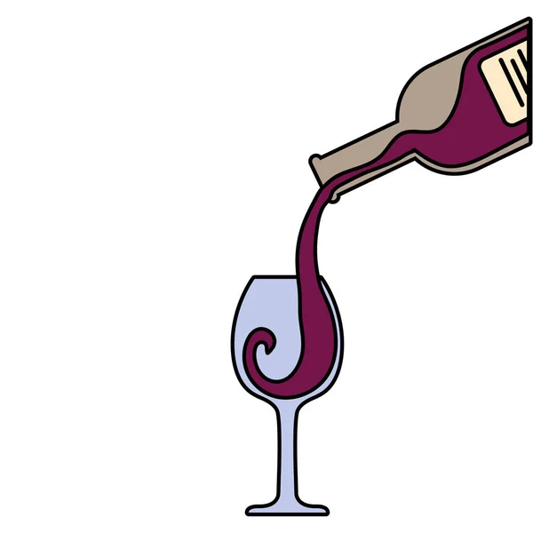 Garrafa e copo de vinho sobre fundo branco — Vetor de Stock