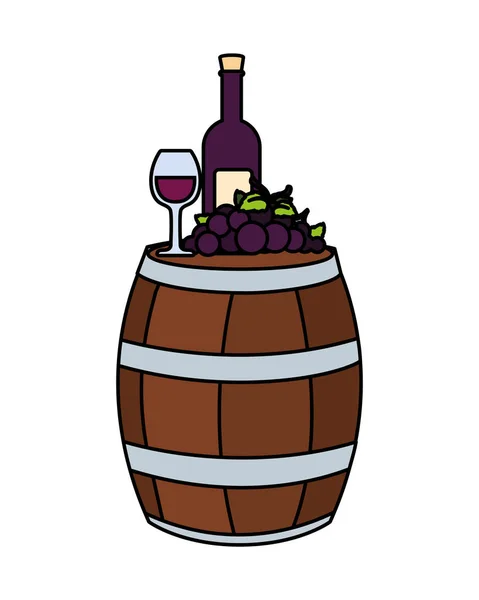 Tonneau avec bouteille de vin sur fond blanc — Image vectorielle