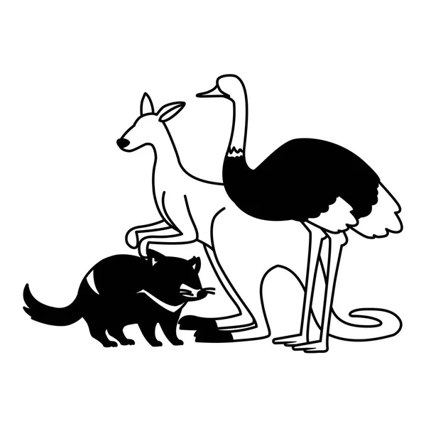 Animaux d'Australie sur fond blanc — Image vectorielle