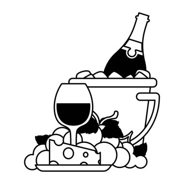 Buz kovasının içindeki şarap şişesi, alkol.