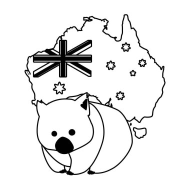 wombat with map of australia in the background