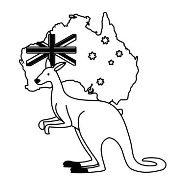 kangaroo with map of australia in the background
