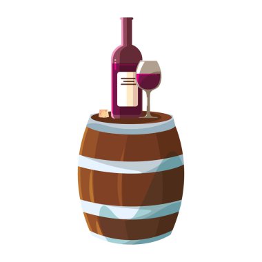 Beyaz arka planda şarap fıçısı