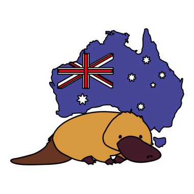 platypus with map of australia in the background