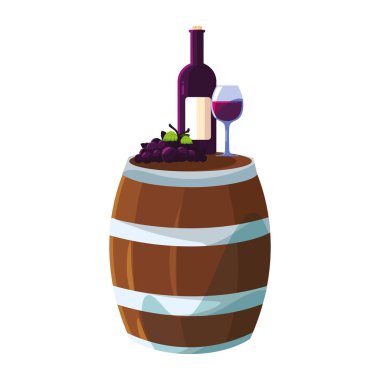 Beyaz arka planda şarap fıçısı