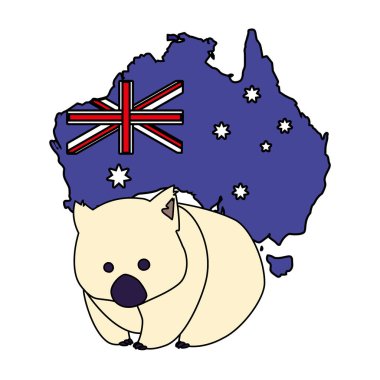 wombat with map of australia in the background