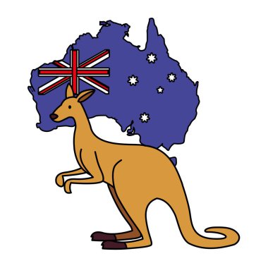 kangaroo with map of australia in the background
