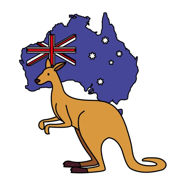 Canguro con mapa de australia en el fondo — Vector de stock