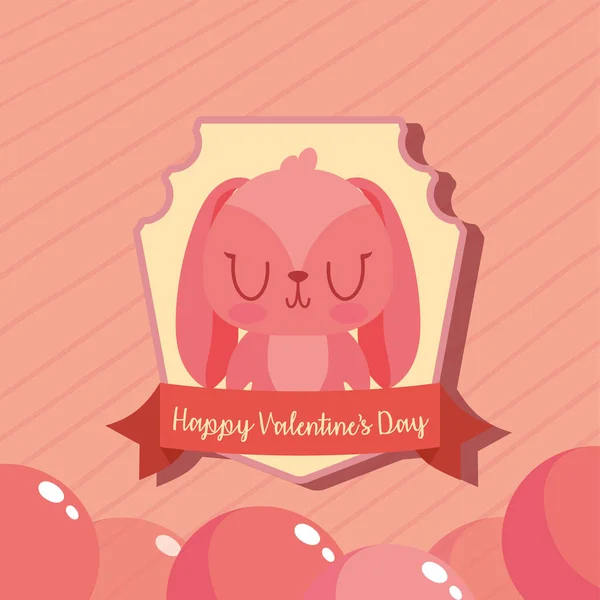 Feliz San Valentín conejo diseño de vectores de dibujos animados — Archivo Imágenes Vectoriales