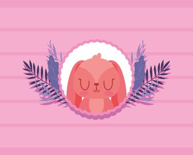 Mutlu sevgililer günü tavşan çizgi filmi Yaprak vektör tasarımı