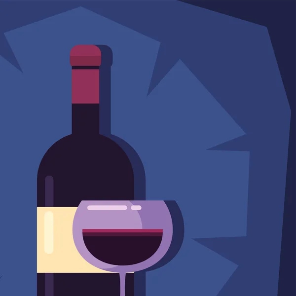 Botella de vino y taza de diseño vectorial — Vector de stock