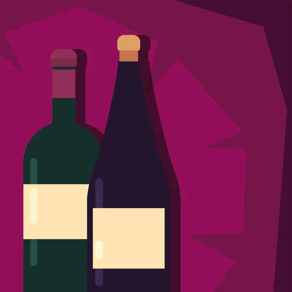 Bouteilles de vin avec étiquettes design vectoriel — Image vectorielle