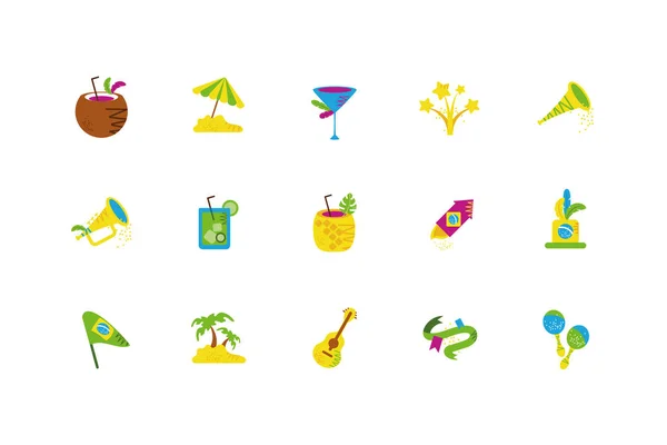Isolated brazilian carnival icon set vector design — 图库矢量图片