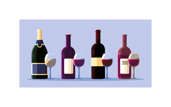 Butelkę i kieliszek wina na białym tle — Wektor stockowy