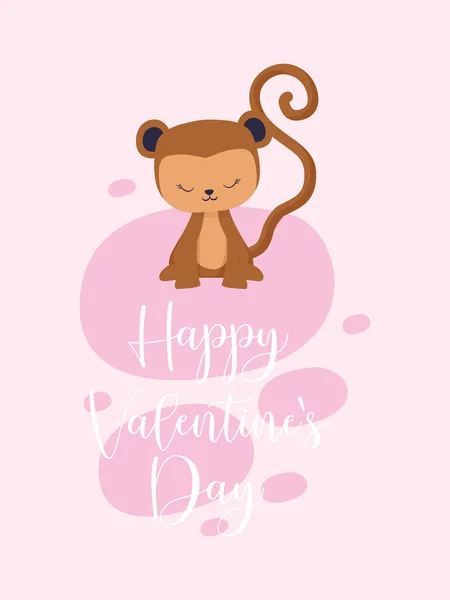 Šťastný Valentýn opice kreslený vektor design — Stockový vektor