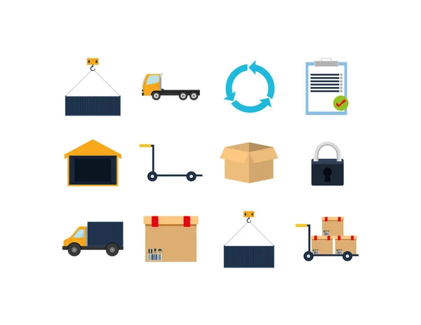 Isolated delivery icon set vector design — Stock Vector