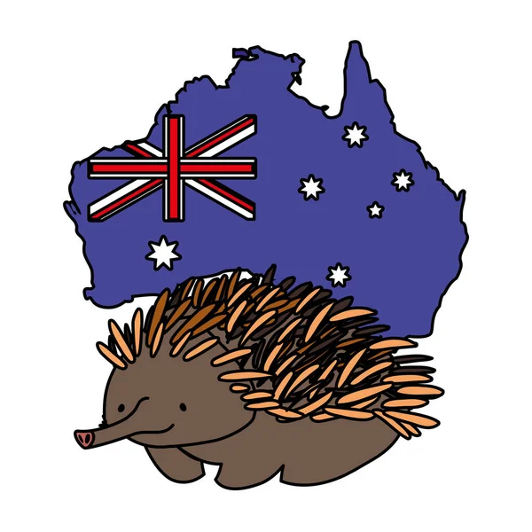 Echidna con mapa de australia en el fondo — Archivo Imágenes Vectoriales