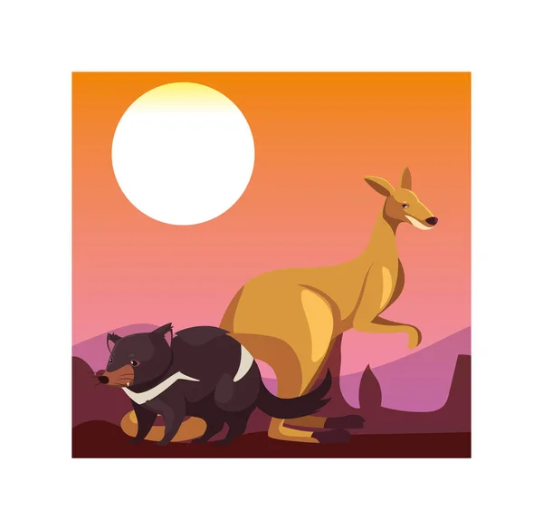Słodka karta ze zwierzętami z Australii — Wektor stockowy