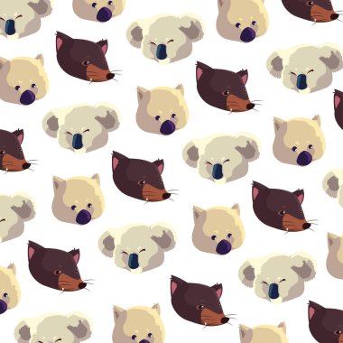 Kafaları olan desenler beyaz arka planda Avusturalyalılar