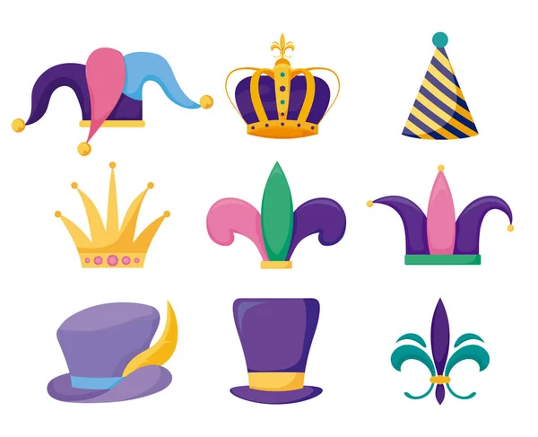 Isoliert mardi gras icon set vektordesign — Stockvektor