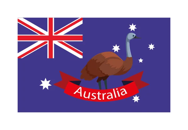 Державний прапор Австралії з місцевими тваринами. — стоковий вектор