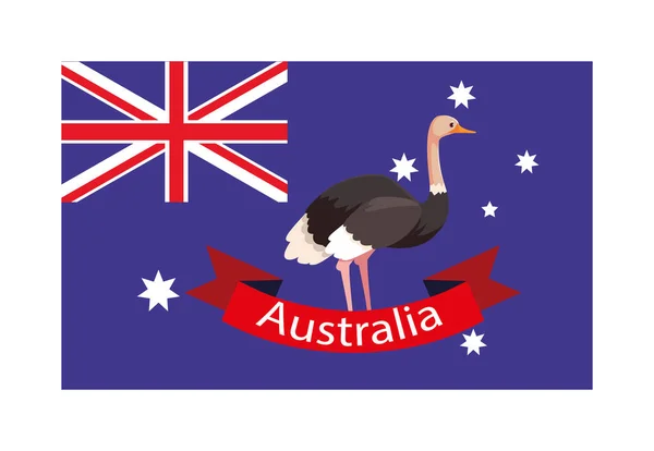 Nationale vlag van Australië met inheems dier — Stockvector