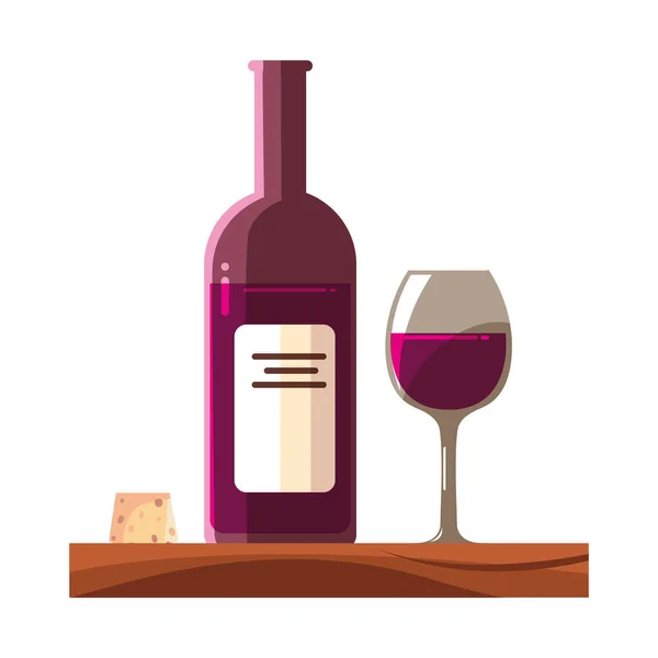 Φιάλη κρασιού με ποτήρι κρασιού, εθνική ημέρα κρασιού — Διανυσματικό Αρχείο