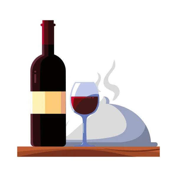 Şişe ve kadeh şarap beyaz zemin üzerine — Stok Vektör