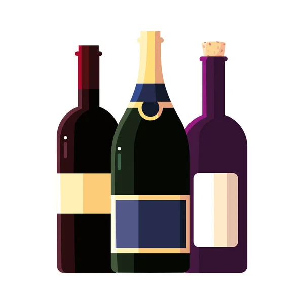 Bouteilles de vin sur fond blanc — Image vectorielle