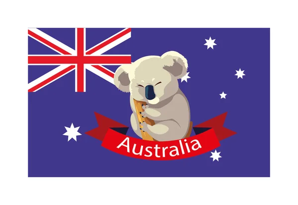 Bandera nacional de Australia con animales nativos — Archivo Imágenes Vectoriales