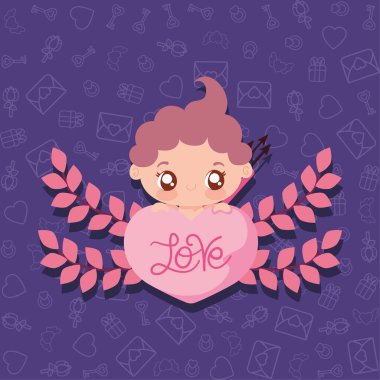 Mutlu sevgililer günü karikatürü ve vektör tasarımı bırakır