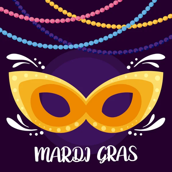 Masque Mardi gras avec colliers design vectoriel — Image vectorielle
