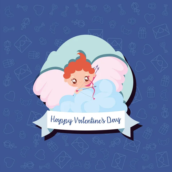 Glückliche valentines cupid cartoon vektor design — Stockvektor