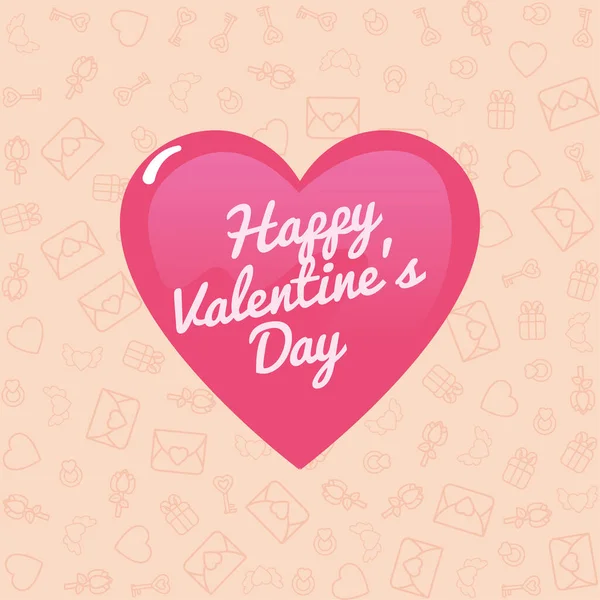 Glücklich Valentinstag rosa Herz Vektor-Design — Stockvektor