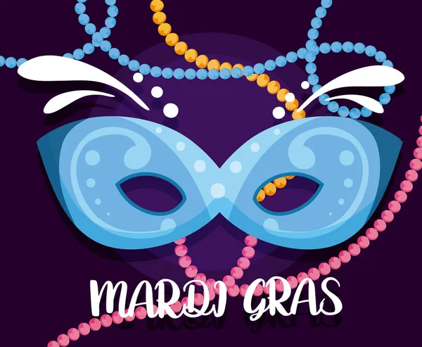 Mardi gras mask with necklaces vector design — 스톡 벡터