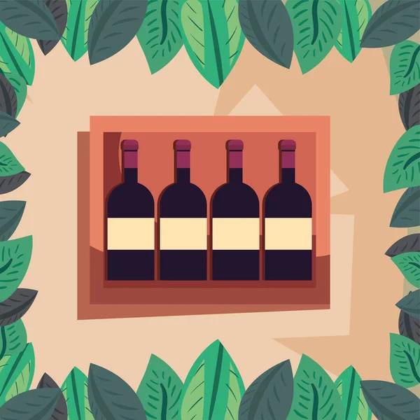 Botellas de vino dentro de diseño de vectores — Vector de stock