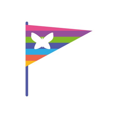 Butterfly inside flag of zero discrimination day , flat style icon