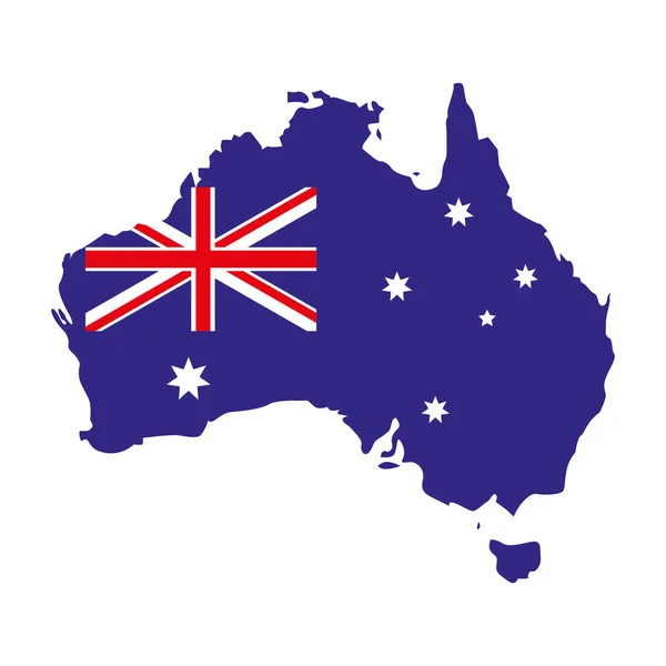 オーストラリア地図に白い背景の旗がついています — ストックベクタ