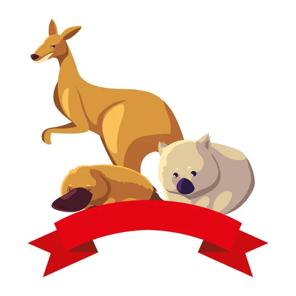 Dieren van Australie op witte achtergrond — Stockvector