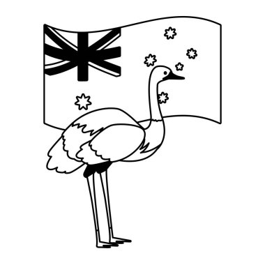 emu with australian flag in the background