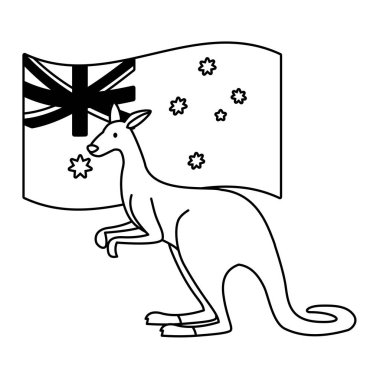 kangaroo with australian flag in the background