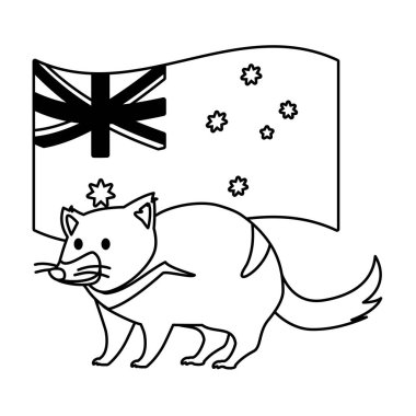 tasmanian devil with australian flag in the background
