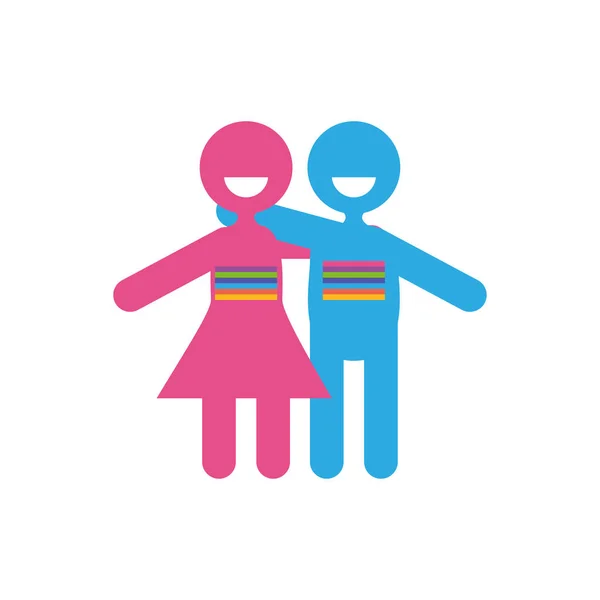 Avatar woman and man of zero discrimination day, flat style icon — 스톡 벡터