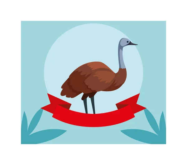 Tarjeta de felicitación con el emú australiano — Vector de stock